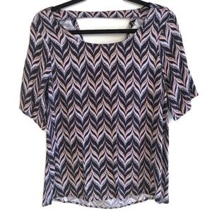 Ella Moss Multicolored Short Sleeve Top | Size Large